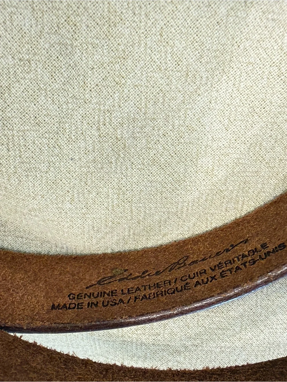 Eddie Bauer brown braid stitched genuine leather belt SZ M 42” unisex